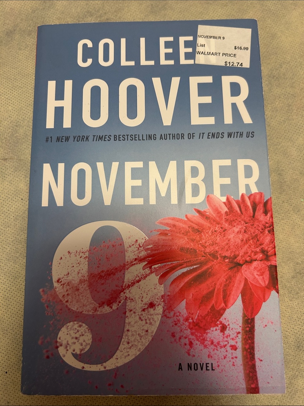 Colleen Hoover "November 9" Paperback - Blue Cover with Red Flower